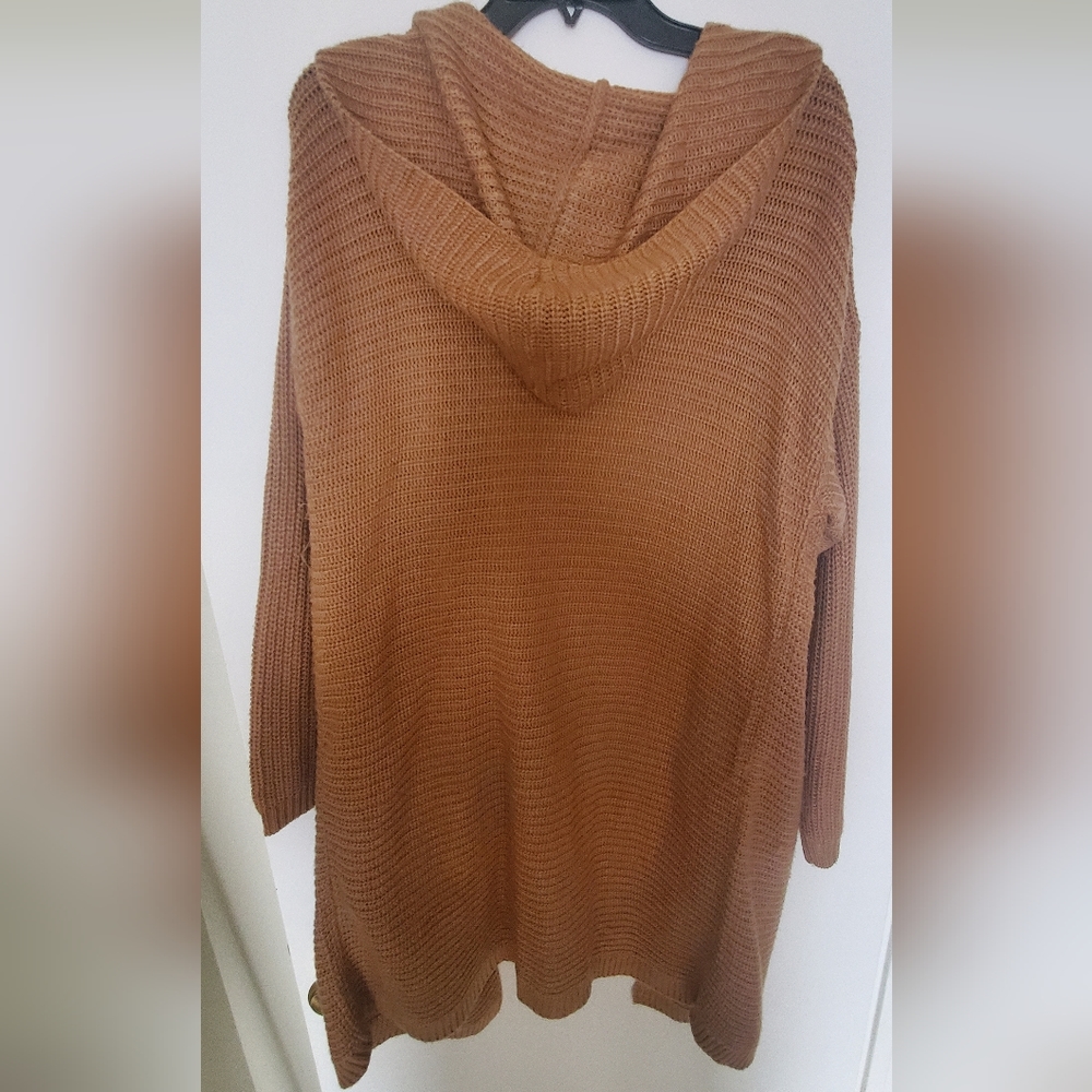 2X Camel Sweater Jacket with Hood